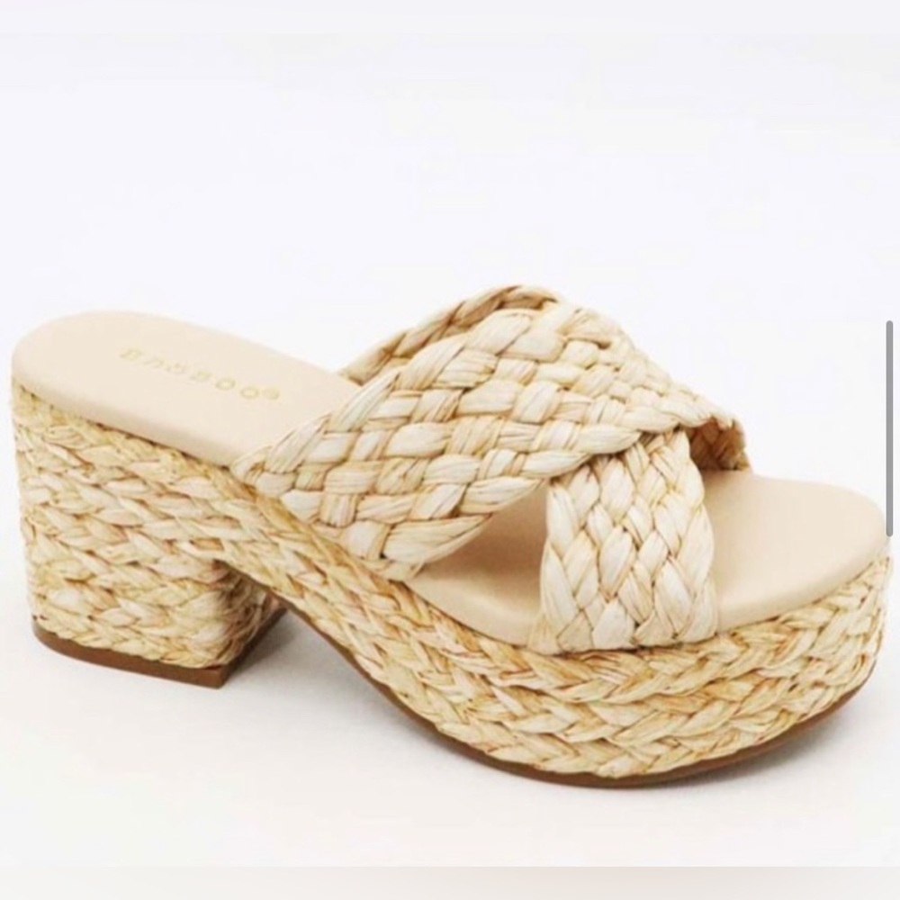 NEW! RAFFIA PLATFORM SLIP ON SANDAL - Picture 3 of 3